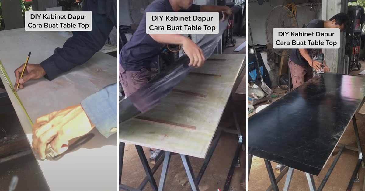 Cara Buat Table Top Kabinet Dapur Guna Blockboard