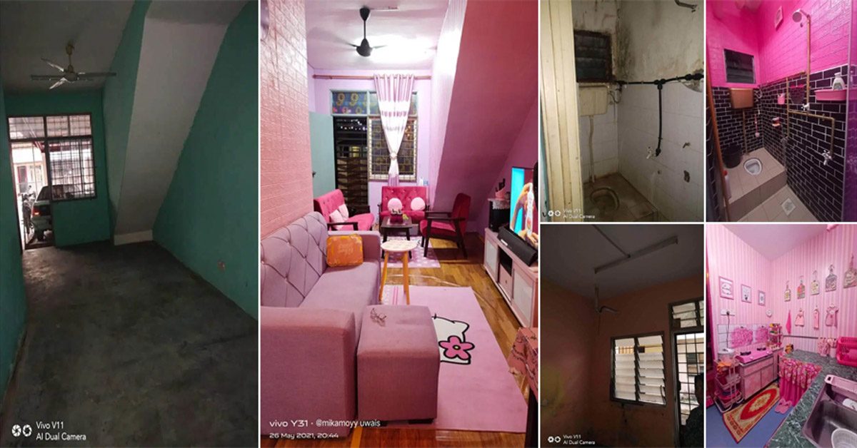 Dekorasi Rumah Subsale Townhouse Bertemakan Warna Pink